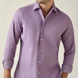 Luca Faloni Classic Shirt in Purple Brushed Cotton (M)